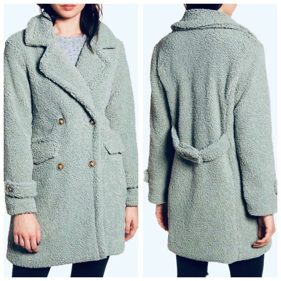 Woven Heart Mint Faux Shearling Jacket